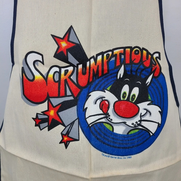 Vintage 1980 Warner Bros. Looney Tunes Sylvester Cat Scrumptious Apron - Picture 3 of 13